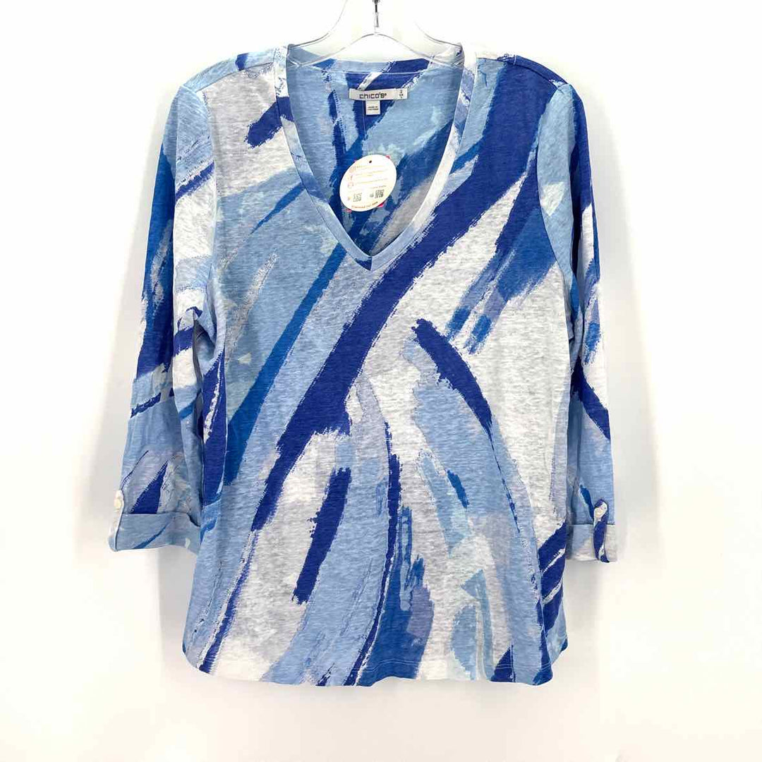 Size L Chico's Multi-Color Linen Shirt