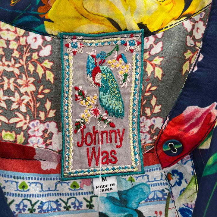 Size M Johnny Was Navy Silk Shirt
