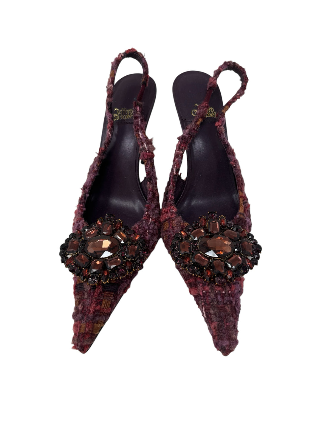 Shoe Size 7.5 JEFFREY CAMPBELL Purple Print Tweed Pumps