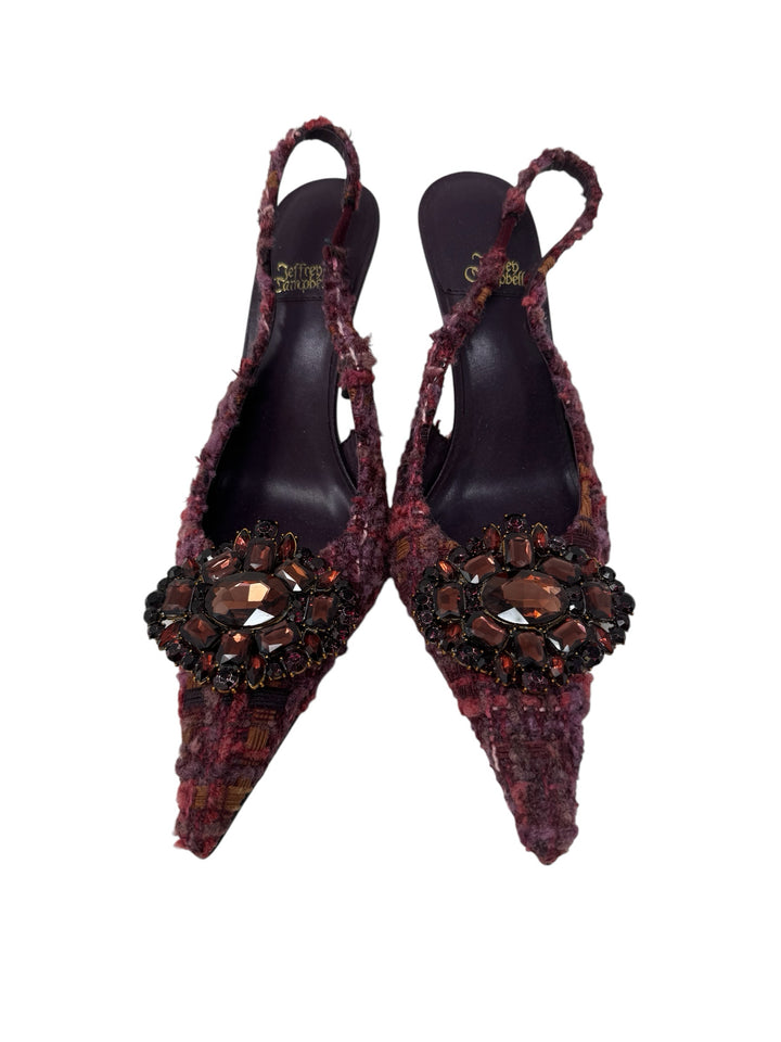 Shoe Size 7.5 JEFFREY CAMPBELL Purple Print Tweed Pumps