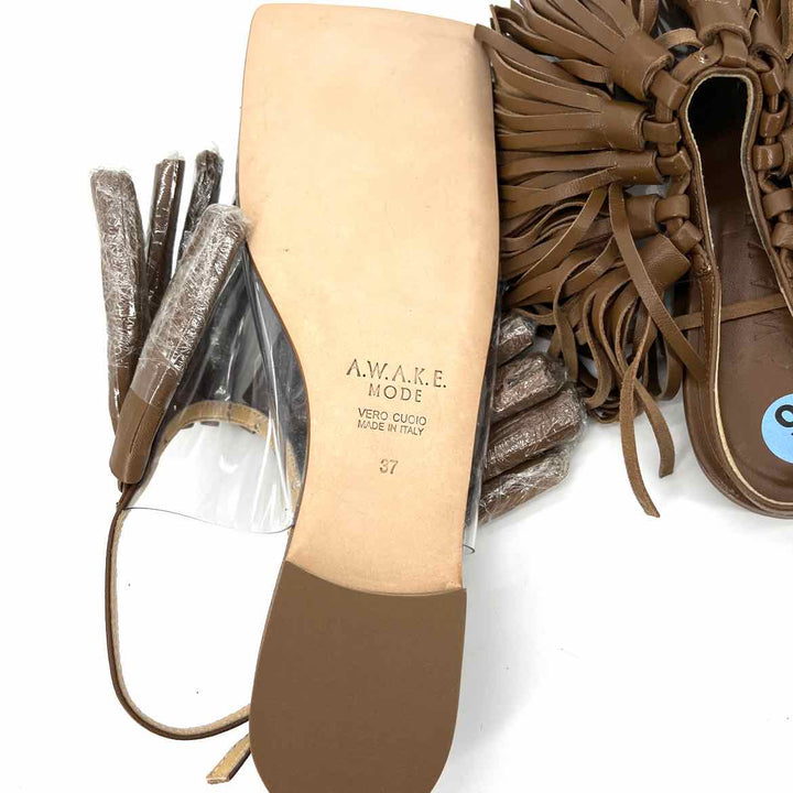 Shoe Size 37 Tan Leather Luxury - Sandals