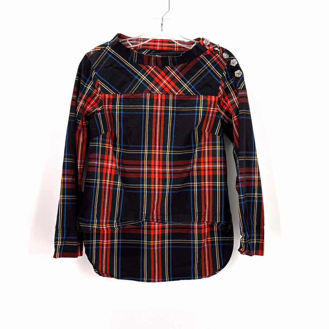 Size 00 J Crew Black Print Shirt