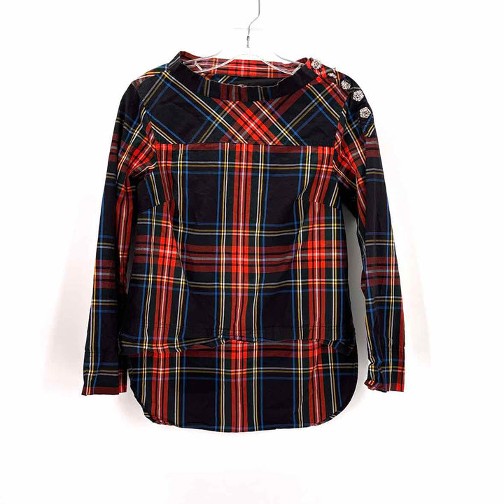 Size 00 J Crew Black Print Shirt