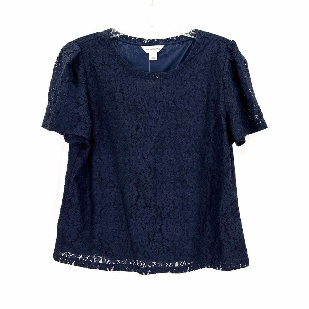 Size L LIZ CLAIBORNE Navy Lace Shirt