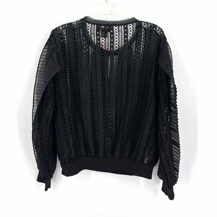 Size M GRACIA Black Crochet Shirt