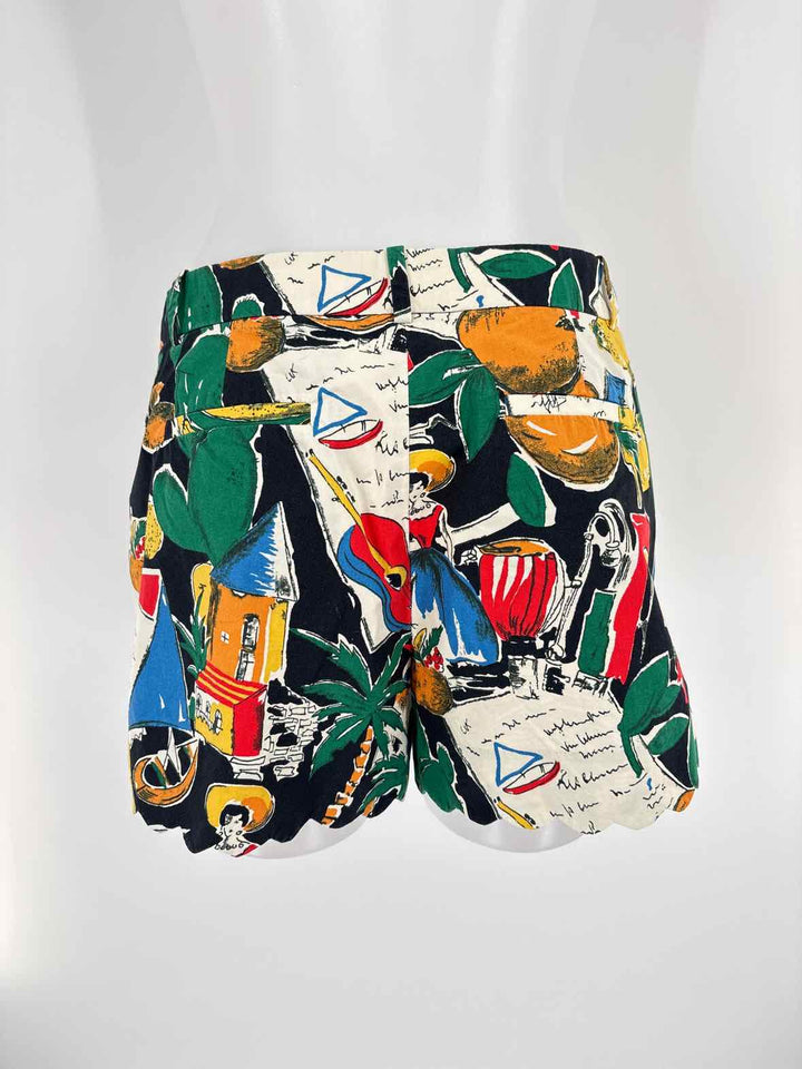 Size 4 J Crew Black Print Shorts