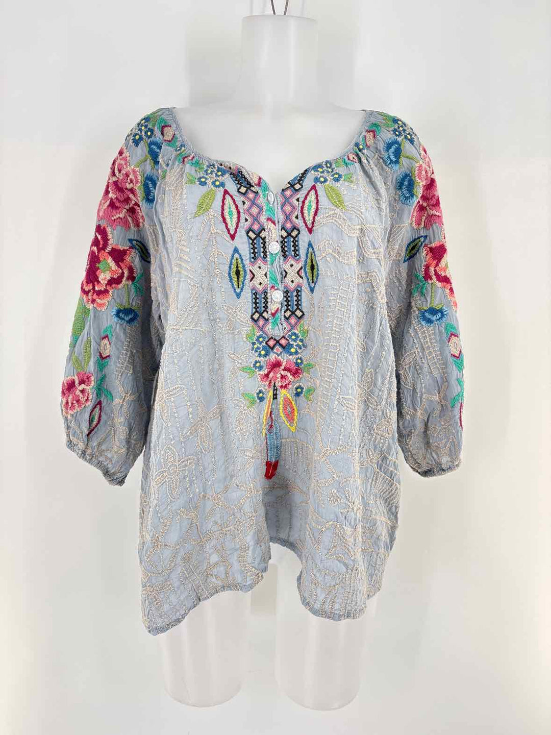 Size M Johnny Was Blue Shirt