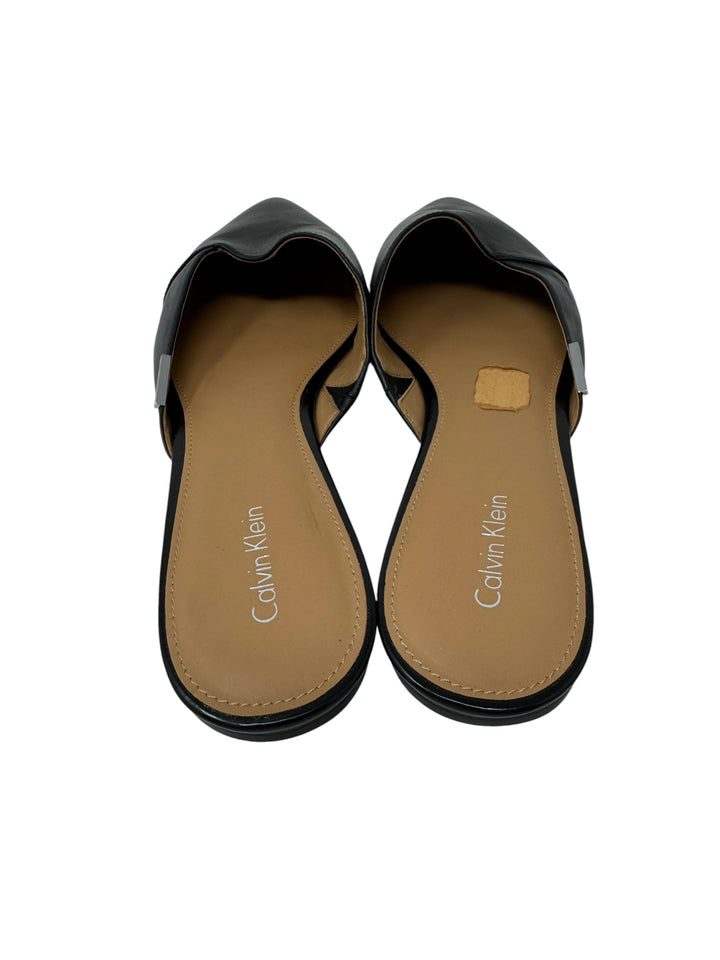 Shoe Size 9 Calvin Klein Black Leather Mules