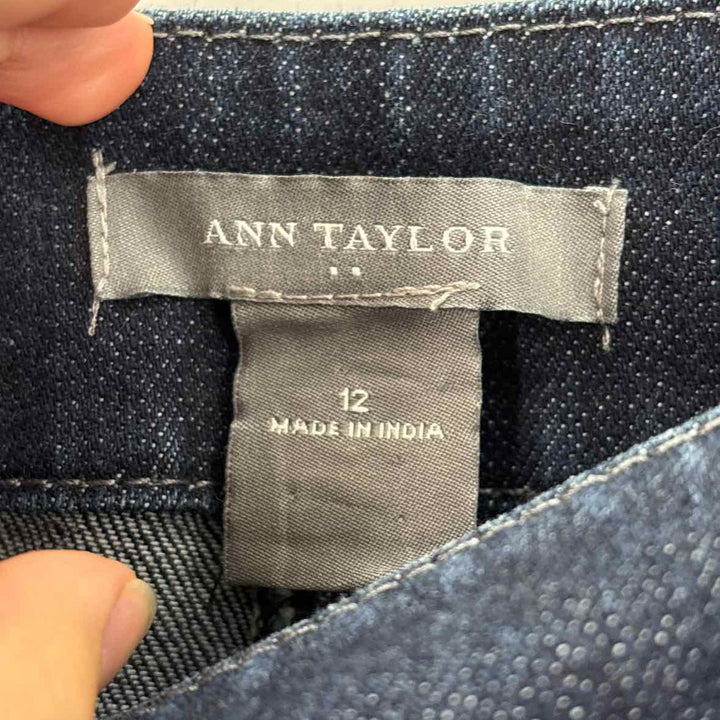 Size 12 Ann Taylor Navy Denier Skirt