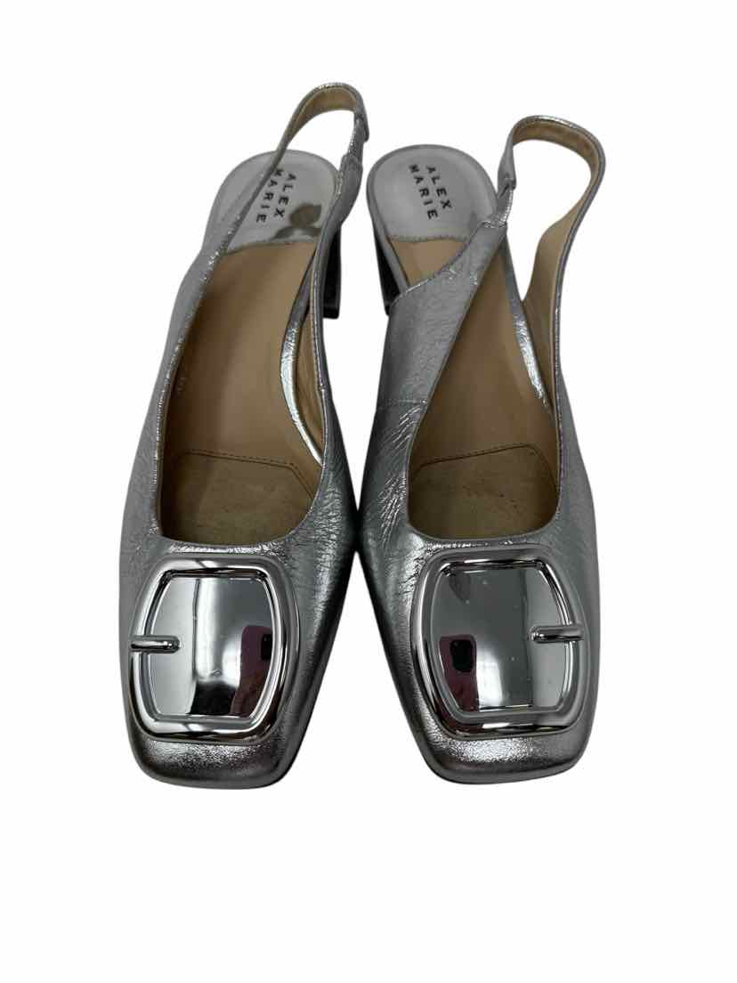 Shoe Size 6.5 ALEX MARIE Silver Leather Pumps