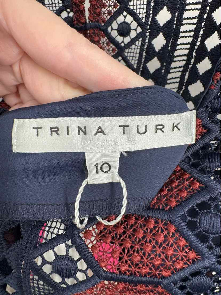 Size 10 TRINA TURK Navy Print Dress