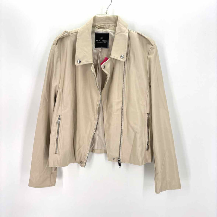 Size XL BAGATELLE Cream Faux Leather Jacket