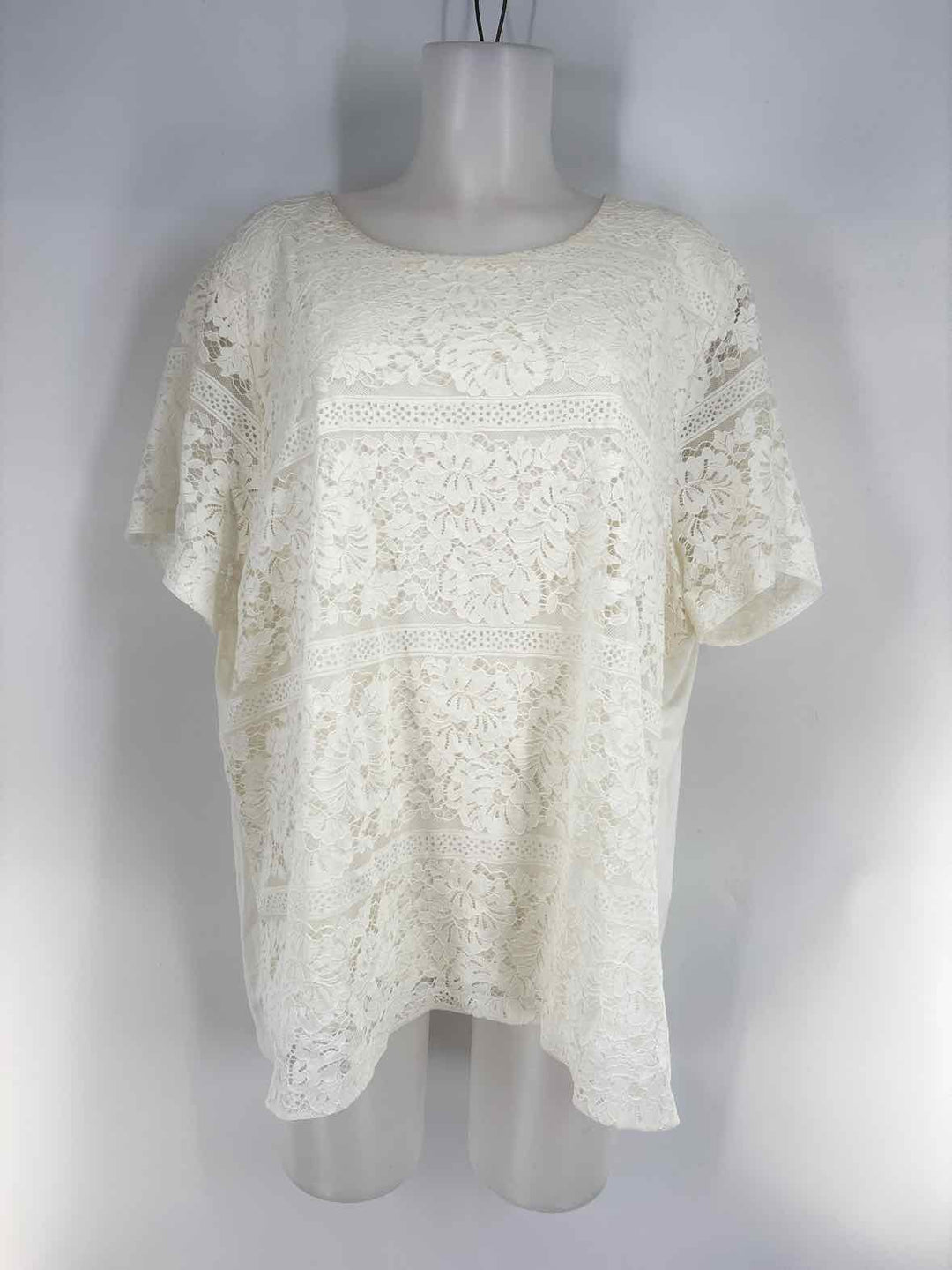 Size 2X Calvin Klein Ivory Lace Shirt