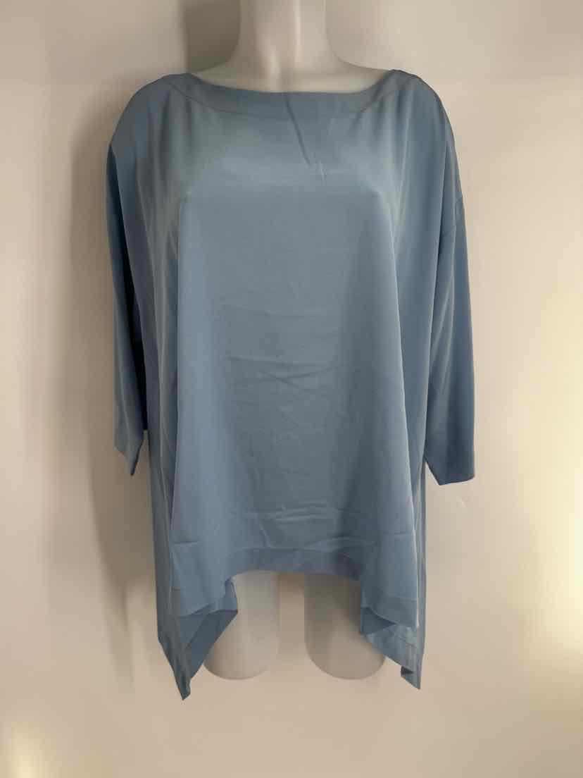 Size L/XL ESKANDAR Blue Silk Shirt