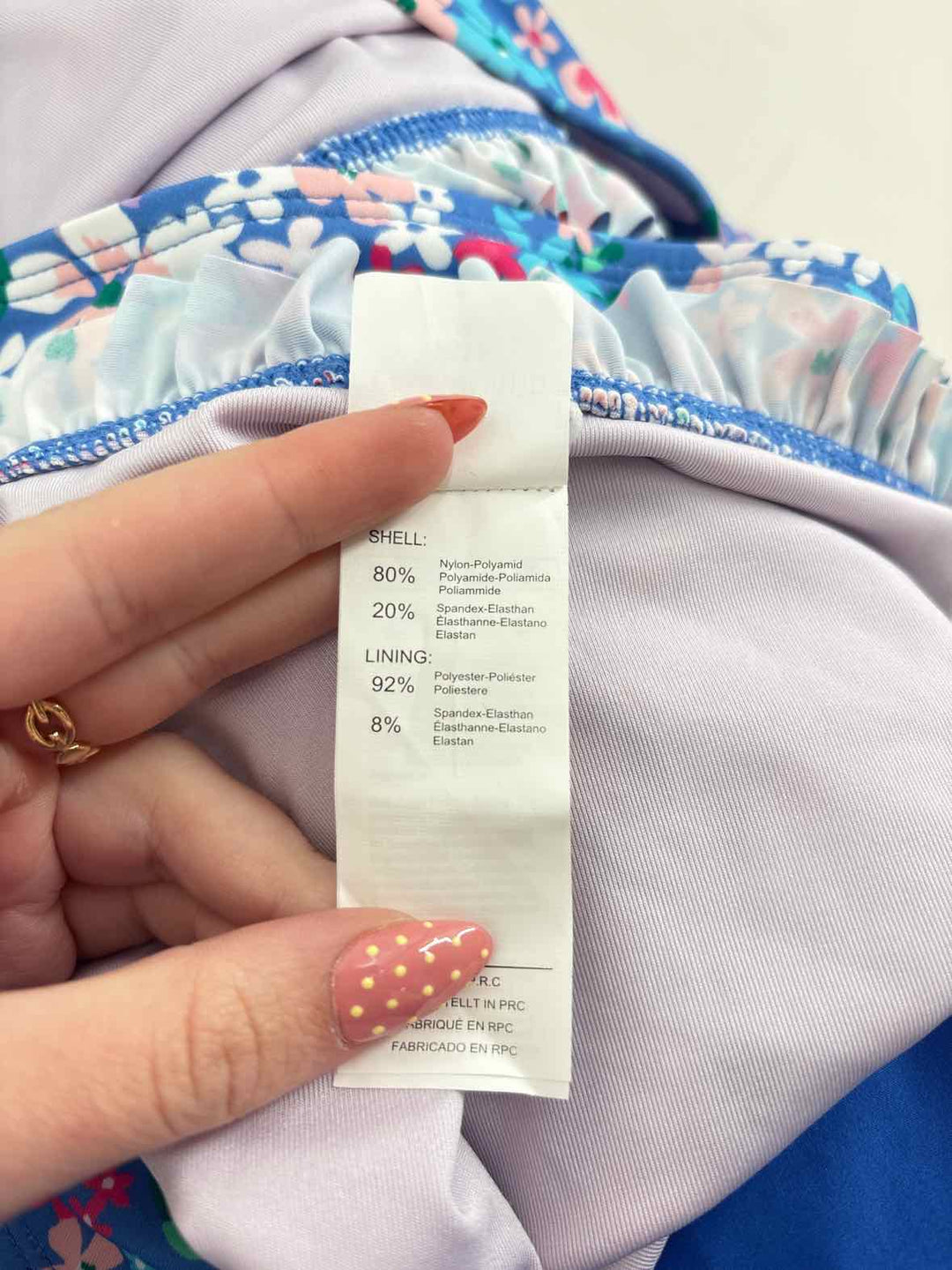 Size L CUPSHE Blue Print Swimsuit