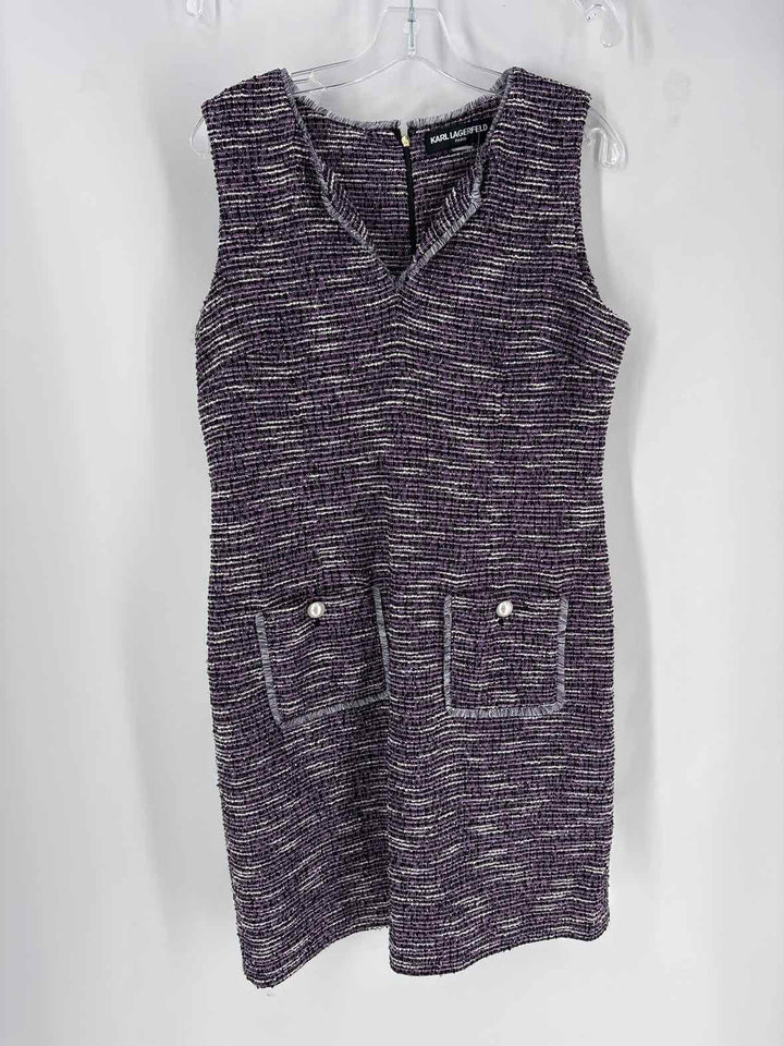 Size 14 KARL LAGERFELD Purple Tweed Dress