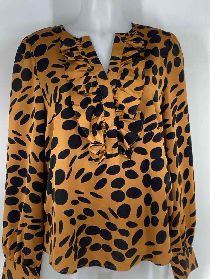 Size M J Crew Brown Print Shirt