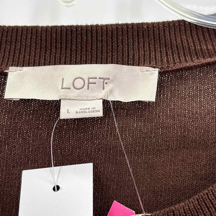 Size L LOFT Brown Knit Cardigan