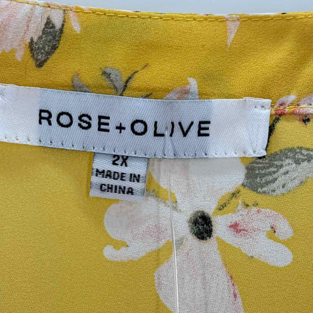 Size 2X ROSE + OLIVE Yellow Shirt