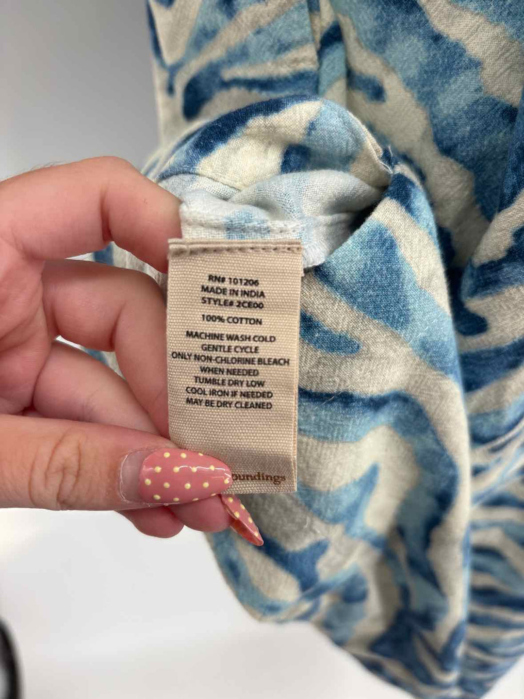 Size L SOFT SURROUNDINGS Blue Print Shirt