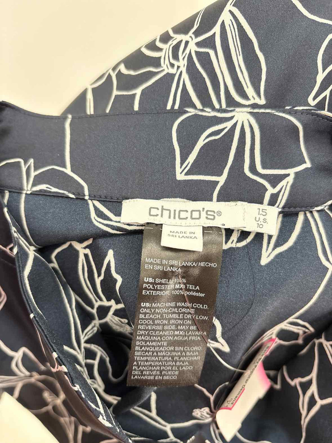 Size 10 Chico's Navy Print Shirt