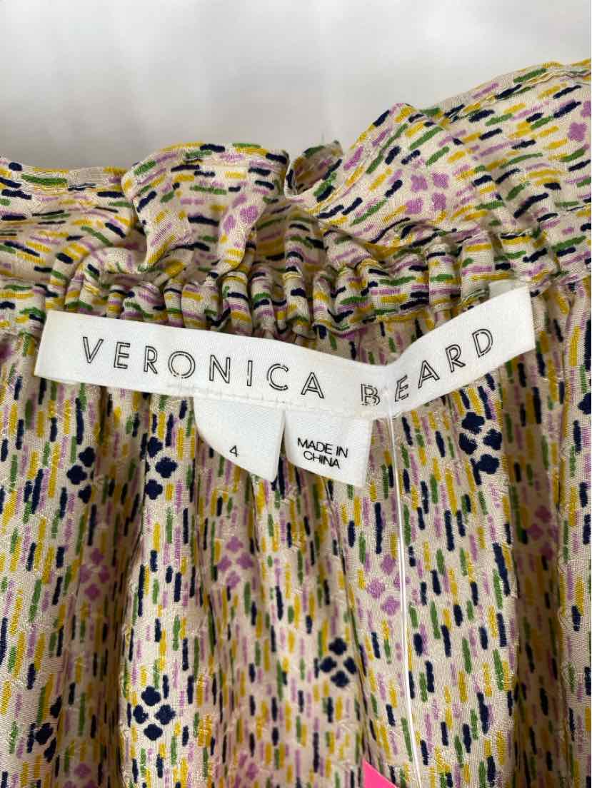 Size 4 VERONICA BEARD Beige Print Shirt
