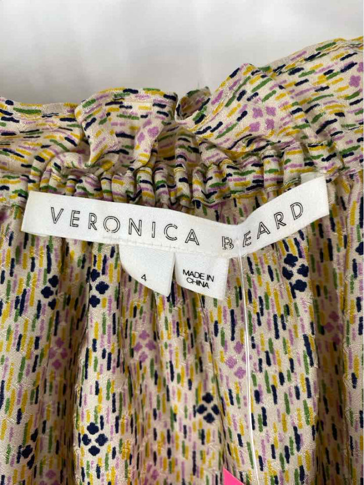 Size 4 VERONICA BEARD Beige Print Shirt