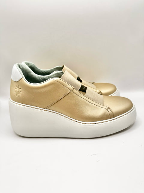 Shoe Size 38 FLY LONDON Gold Leather Sneakers