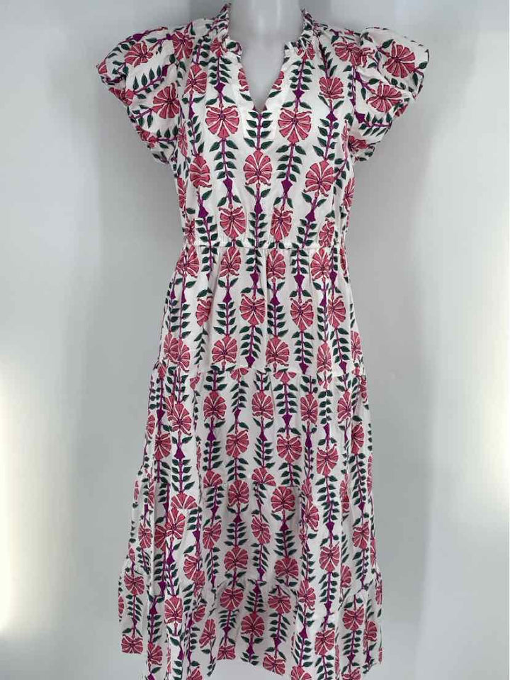 Size 10 J Crew White Print Dress