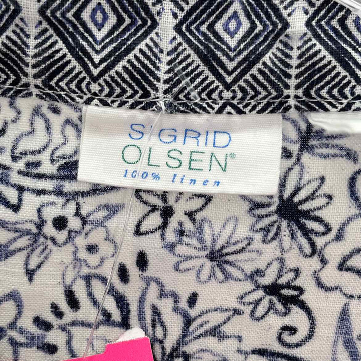Size M SIGRID OLSEN Blue Print Shirt