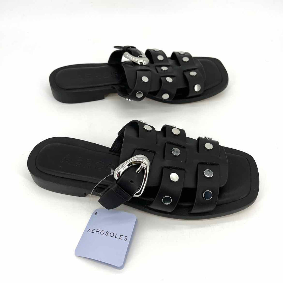 Shoe Size 7.5 AEROSOLES Black Leather Sandals