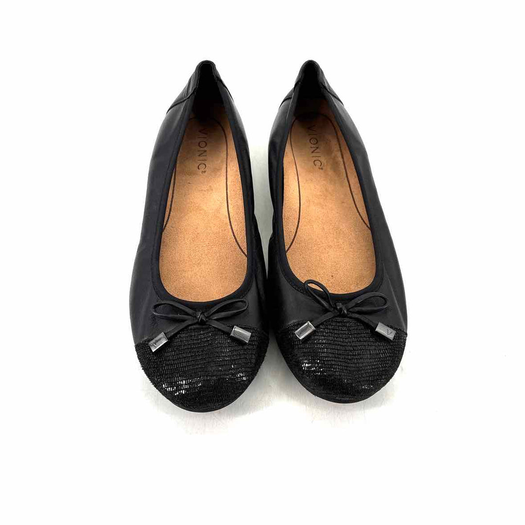 Shoe Size 8.5 VIONIC Black Leather Flats