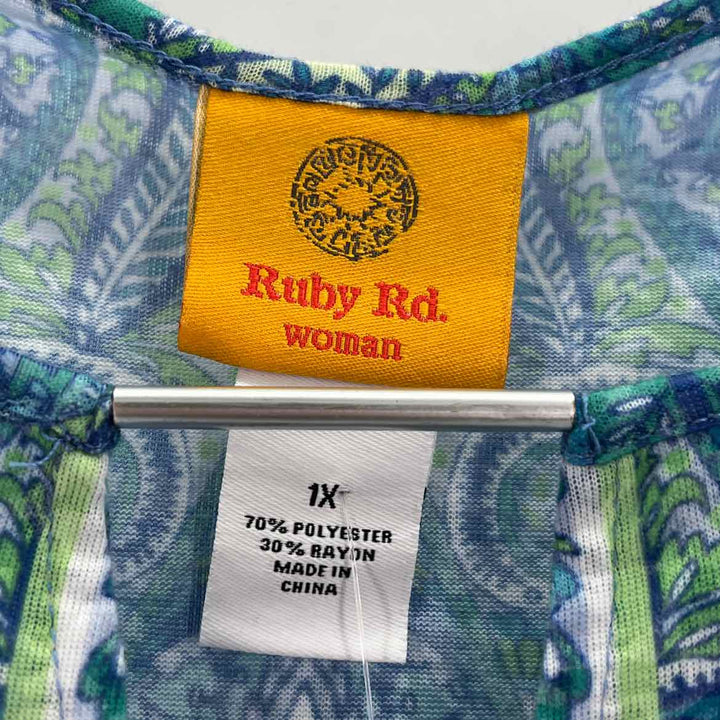 Size 1X Ruby Rd Multi-Color Crochet Knit Shirt