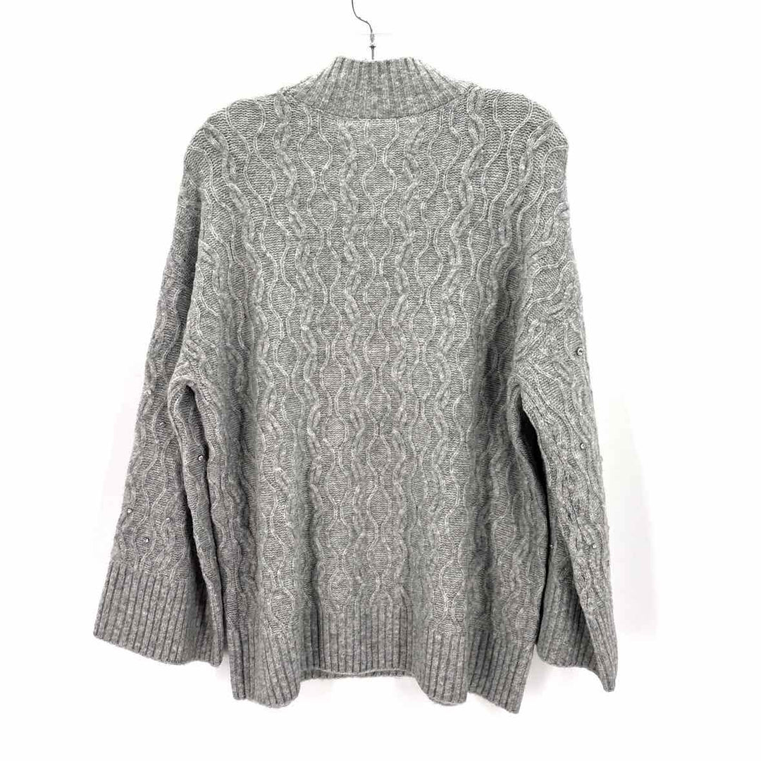 Size L Chico's Gray Knit Rhinestone Sweater