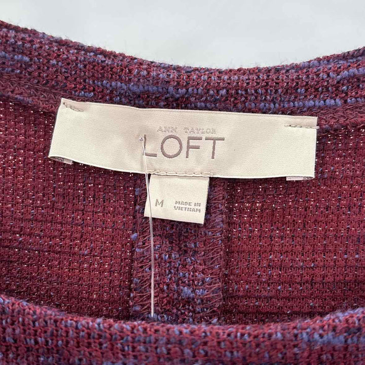 Size M LOFT Burgundy Tweed Dress