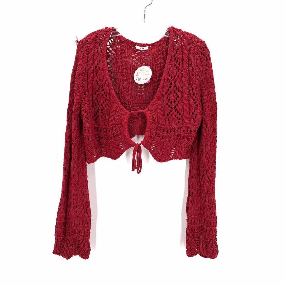 Size L Red Knit Cotton Cardigan