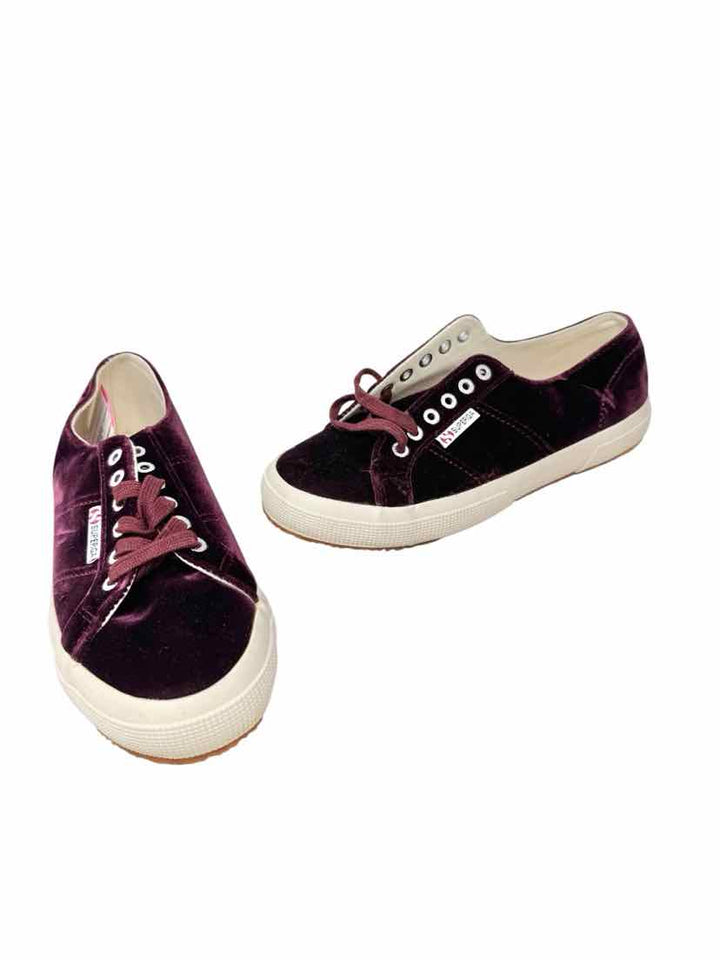 Shoe Size 39 SUPER GA Burgundy Velour Sneakers