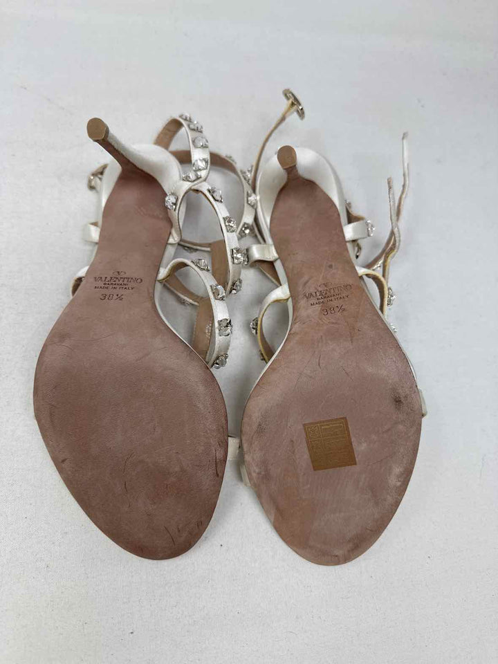 Shoe Size 38.5 VALENTINO Ivory Sateen Luxury - Sandals