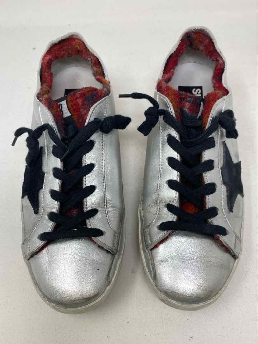 Shoe Size 38 GOLDEN GOOSE Silver Leather Luxury - Sneakers