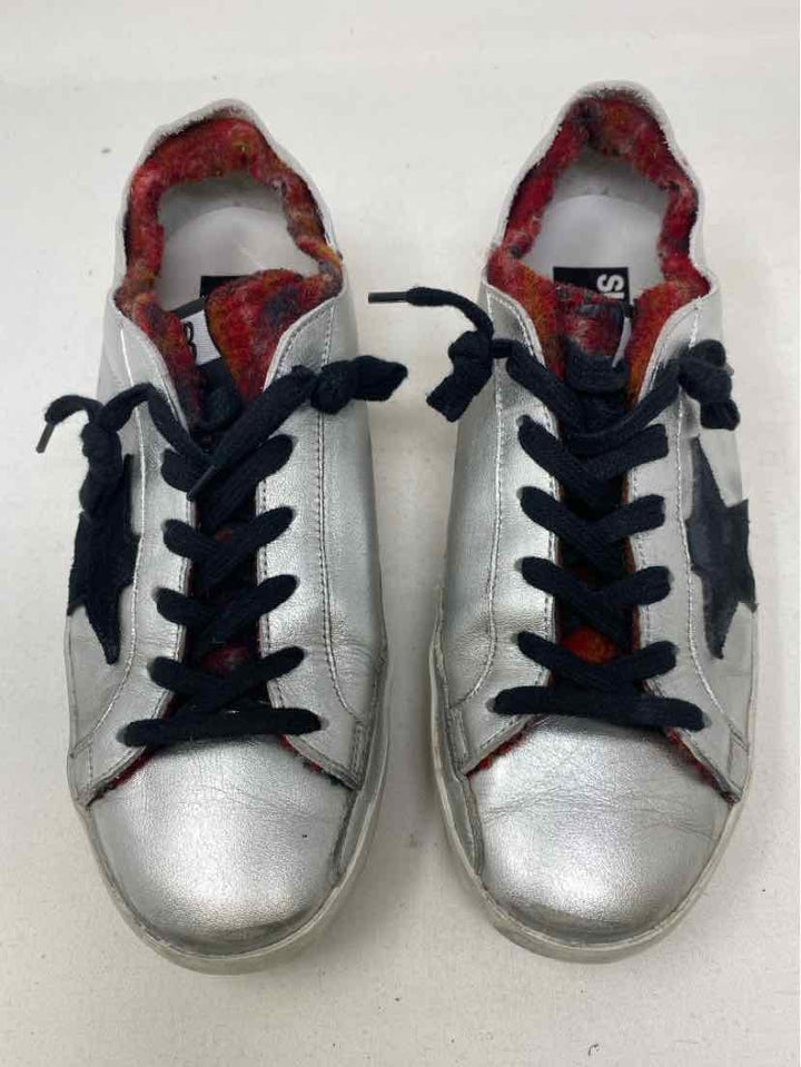 Shoe Size 38 GOLDEN GOOSE Silver Leather Luxury - Sneakers