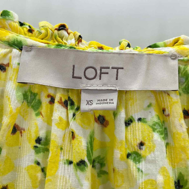 Size XS LOFT Yellow Print Shirt