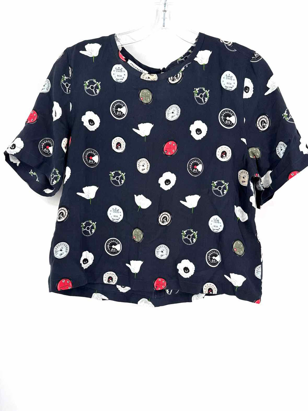 Size XS EQUIPMENT Navy Print Shirt
