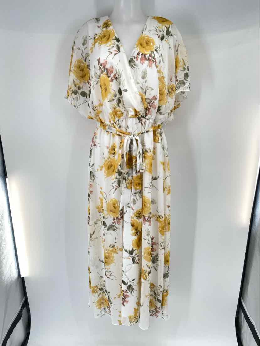 Size 1X Sandra Darren White Print Dress
