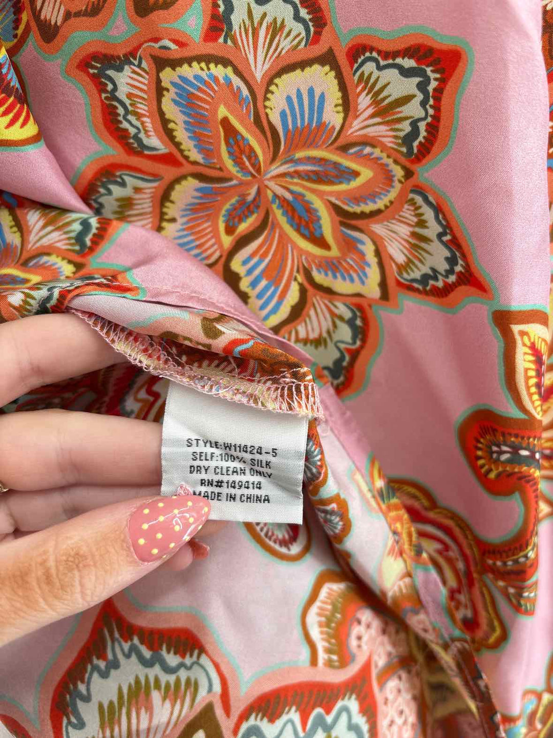 Size 1X Johnny Was Pink Silk Shirt