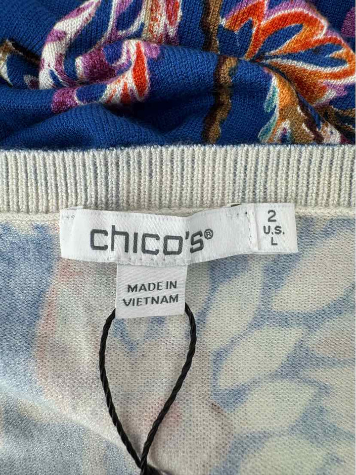 Size L Chico's Blue Print Sweater