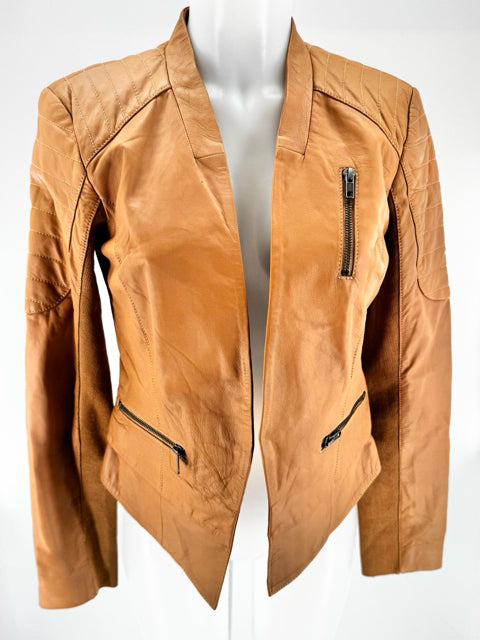 Size M HALOGEN Tan Leather Jacket