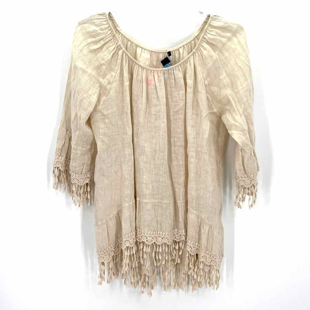 Size XL SAKS FIFTH AVENUE Tan Linen Shirt