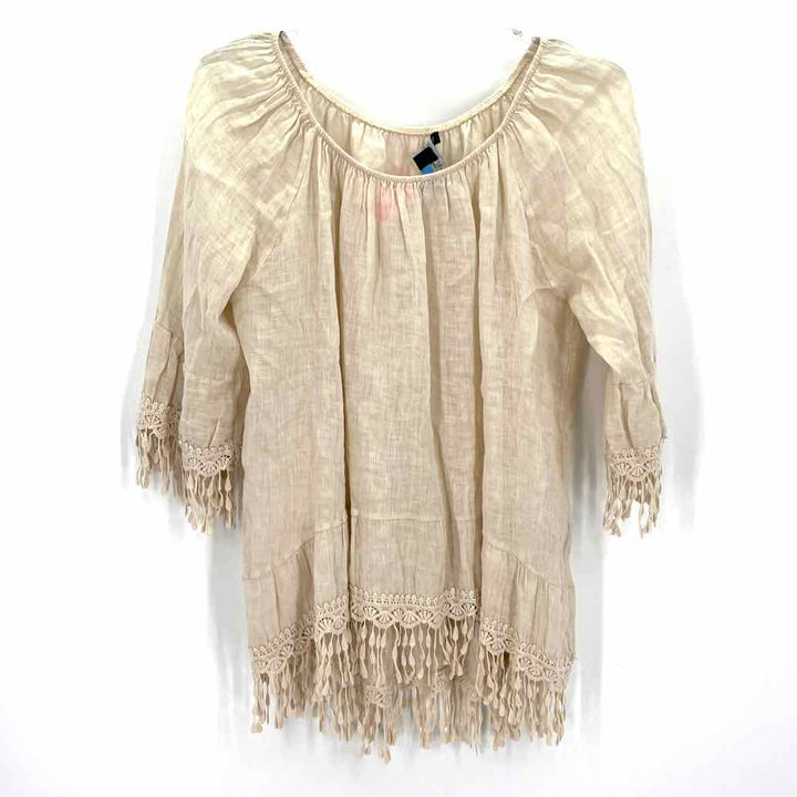 Size XL SAKS FIFTH AVENUE Tan Linen Shirt