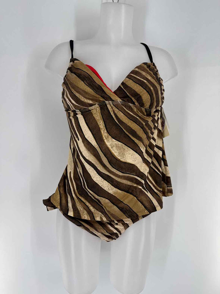 Size 12 ST JOHN Brown Print Swimsuit