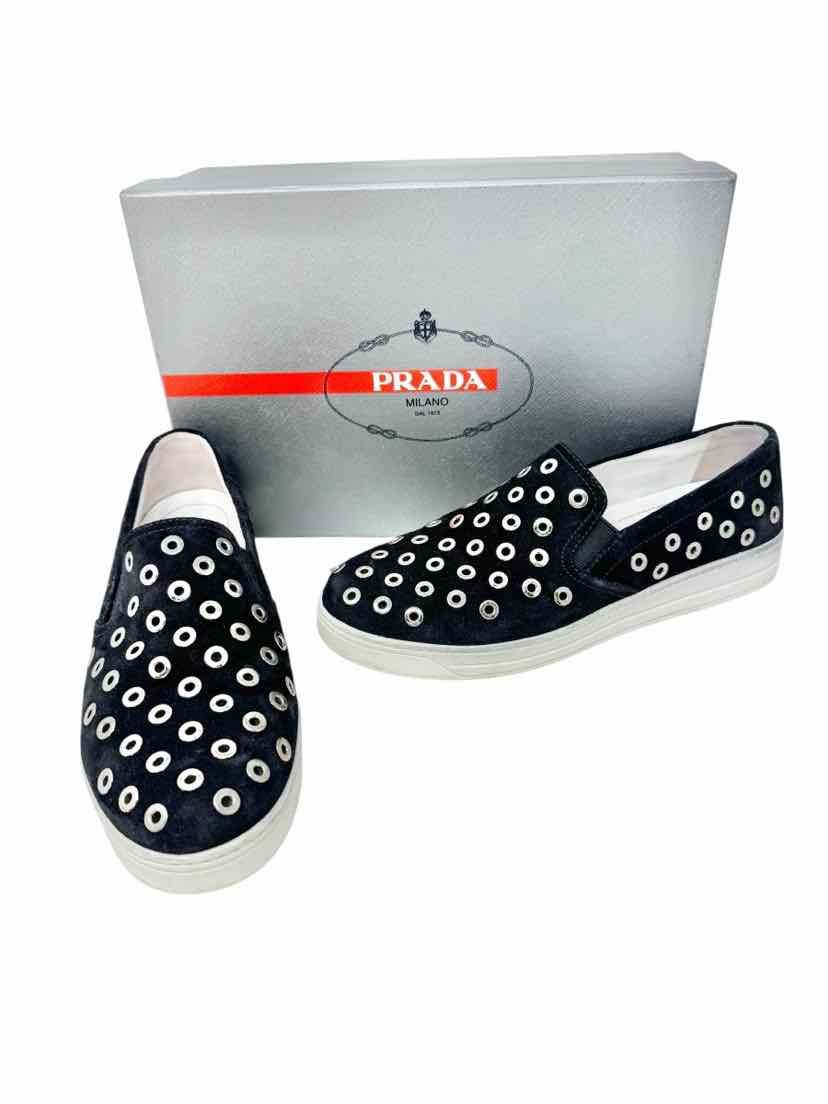 Shoe Size 38 PRADA Black Suede Luxury - Sneakers